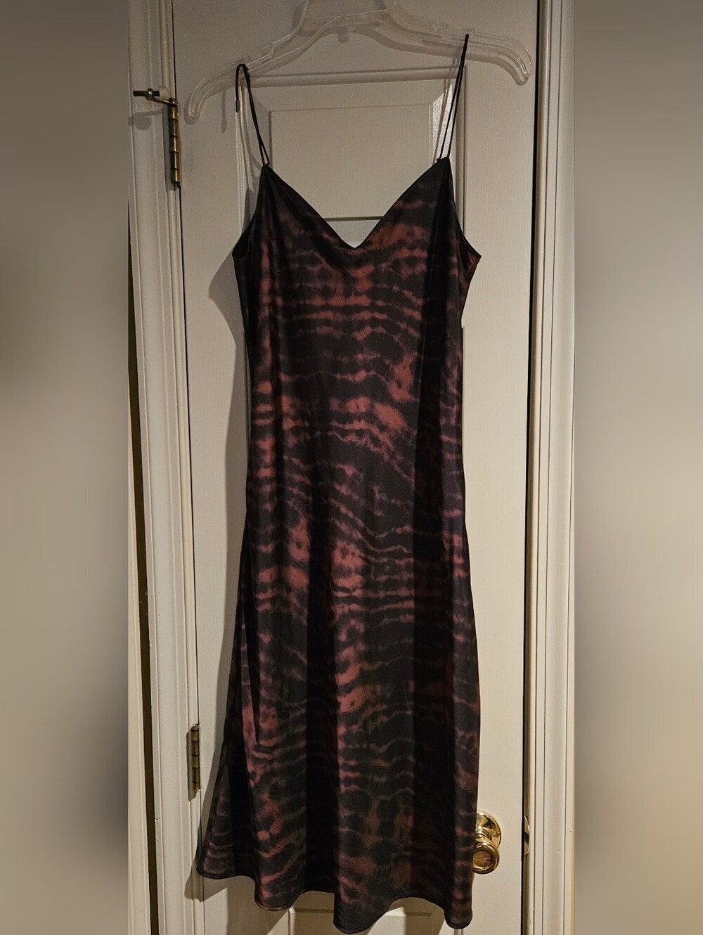 PAIGE Black and Mauve Tie-Dye Slip Dress